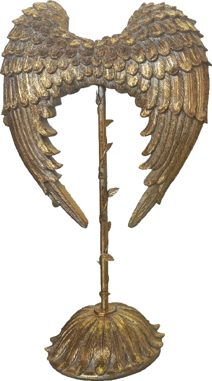 Dekor VOLE, krahë engjëlli, polirezine, ngjyrë ari, 27x14x41cm