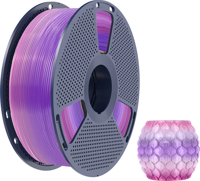 Filament PLA për printim 3D Sunlu PLA T R 03, transparent, efekt rainbow