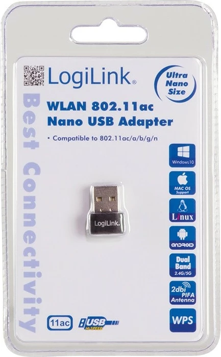 Nano adapter WiFi LogiLink WL0237, USB2.0, 802.11ac, i zi