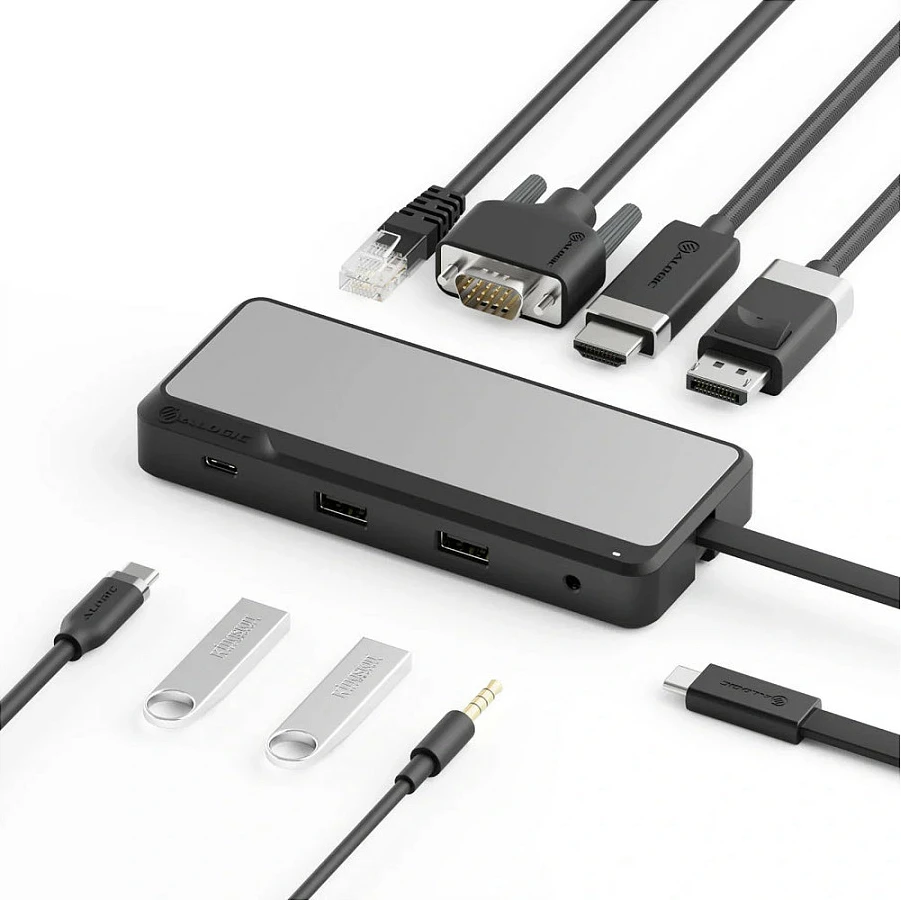 Dock USB-C ALOGIC Pro Nexus, 4K, HDMI/DP/VGA, LAN, 100W PD, gri