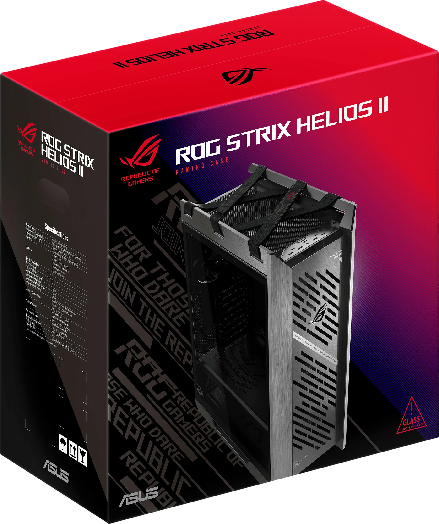 Kasë ASUS ROG Strix Helios II GX601S, Midi Tower, Tempered Glass, RGB, e zezë