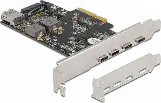 Kartë zgjerimi PCIe DeLOCK, 4x USB-C + 1x USB-A, USB 3.2 Gen2 10Gbps, low-profile