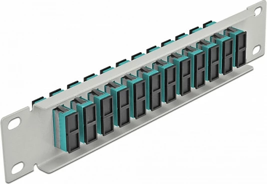 Patch panel fiber optik DeLOCK 10" 12-Port SC Duplex, 1U, MMF, aqua/gri
