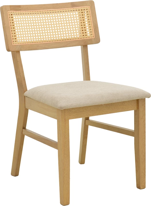 Set karrigash Raffles, dru natyral, ratan, stof gri-bezhë, 47x48x83.5cm, 2 copë