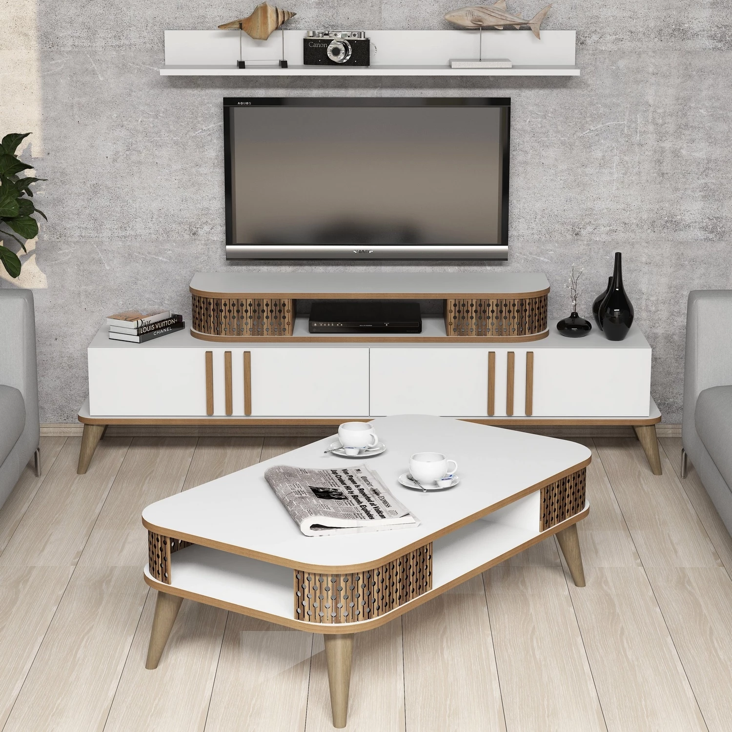 Set mobiljesh për dhomë dite, Eylül, ngjyrë e bardhë