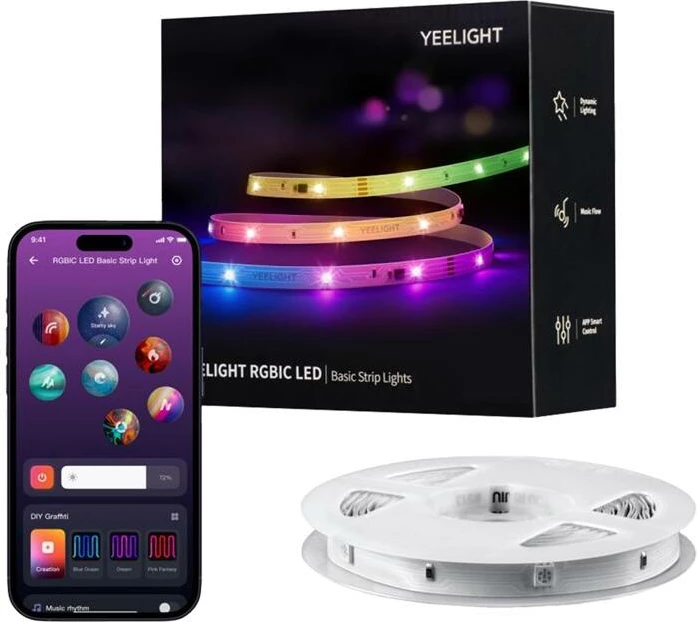 Shirit LED Yeelight YLYDD-0039, RGBIC, 12m, Wi-Fi, Bluetooth, i bardhë
