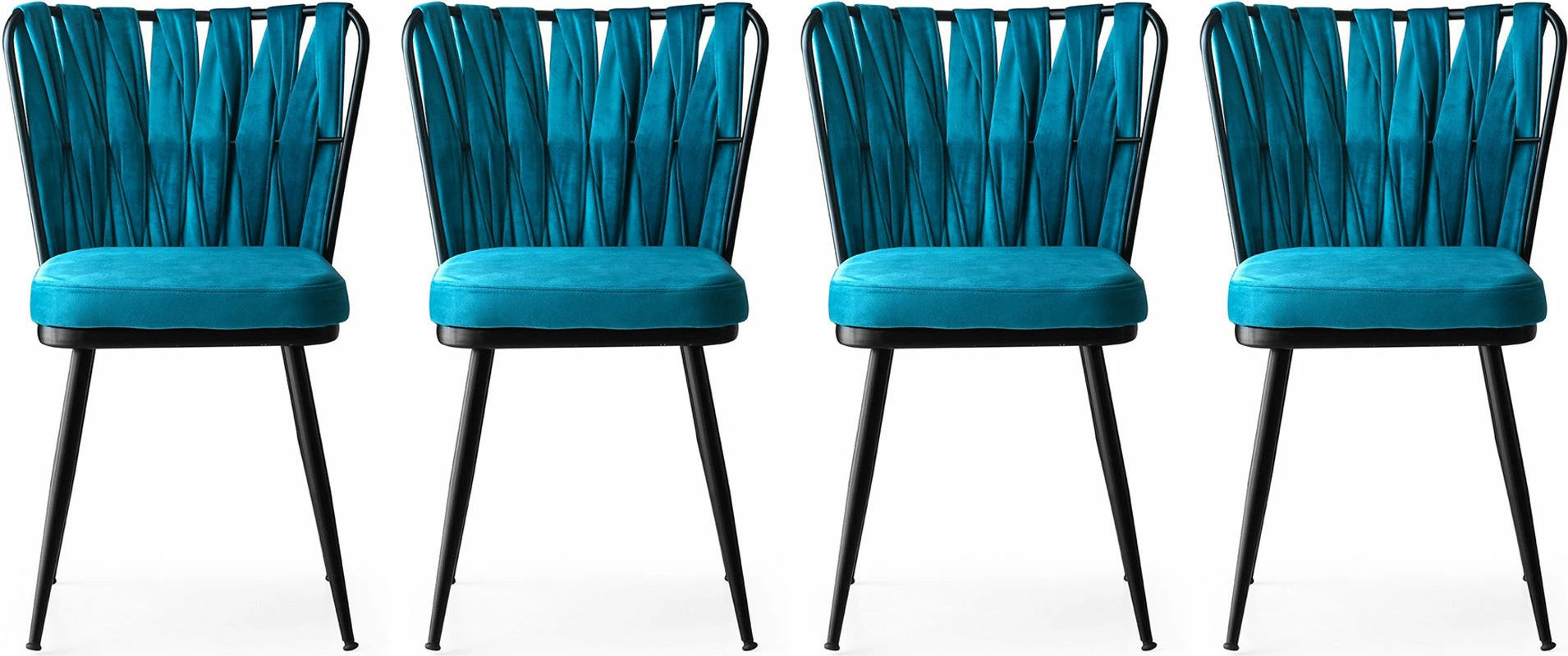 Set karrigesh (4 copë) Hanah Home, Kuşaklı - 228 V4, ngjyrë e zezë dhe blu