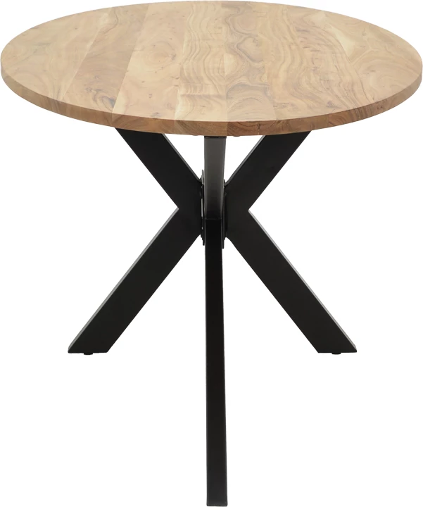 Tavolinë Bonre dru akacie natyrale-këmbë metalike e zezë 175x96x76cm