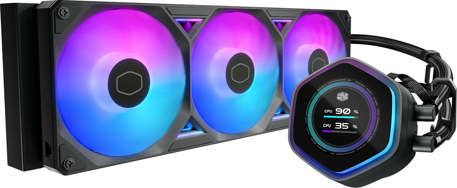 Ftohës uji AIO Cooler Master MasterLiquid 360 Atmos II LCD (MLX-D36M-A25SZ-L1), 360mm, RGB, i zi
