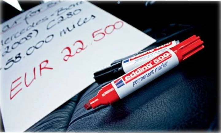 Marker permanent, Edding, 500 (4-500002/4500002), majë e pjerrët, i kuq