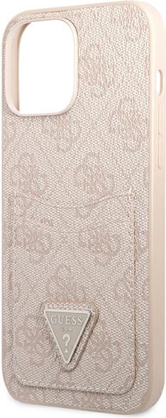 Mbështjellës Guess 4G Triangle Logo Cardslot për iPhone 13 Pro Max, rozë