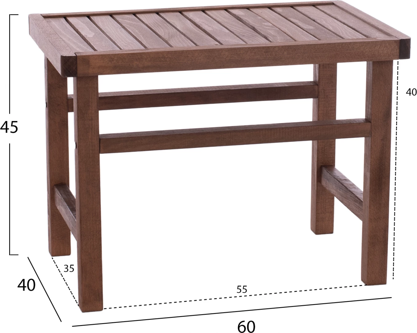 Tavolinë prej druri, ngjyrë arre, 60Χ40X45 cm