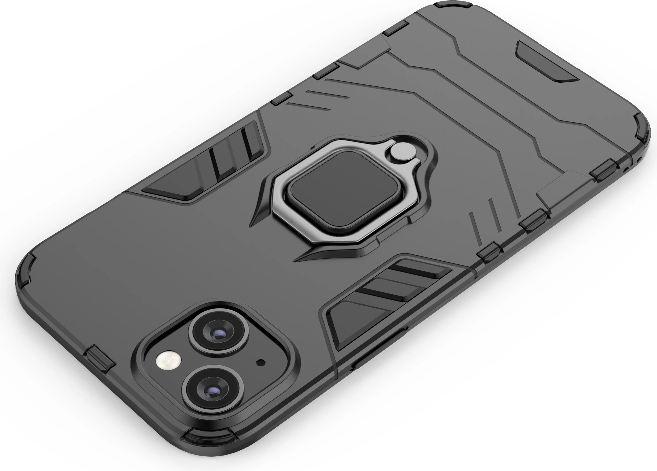 Mbështjellës Hurtel Ring Armor për iPhone 14 Plus, me unazë, i zi