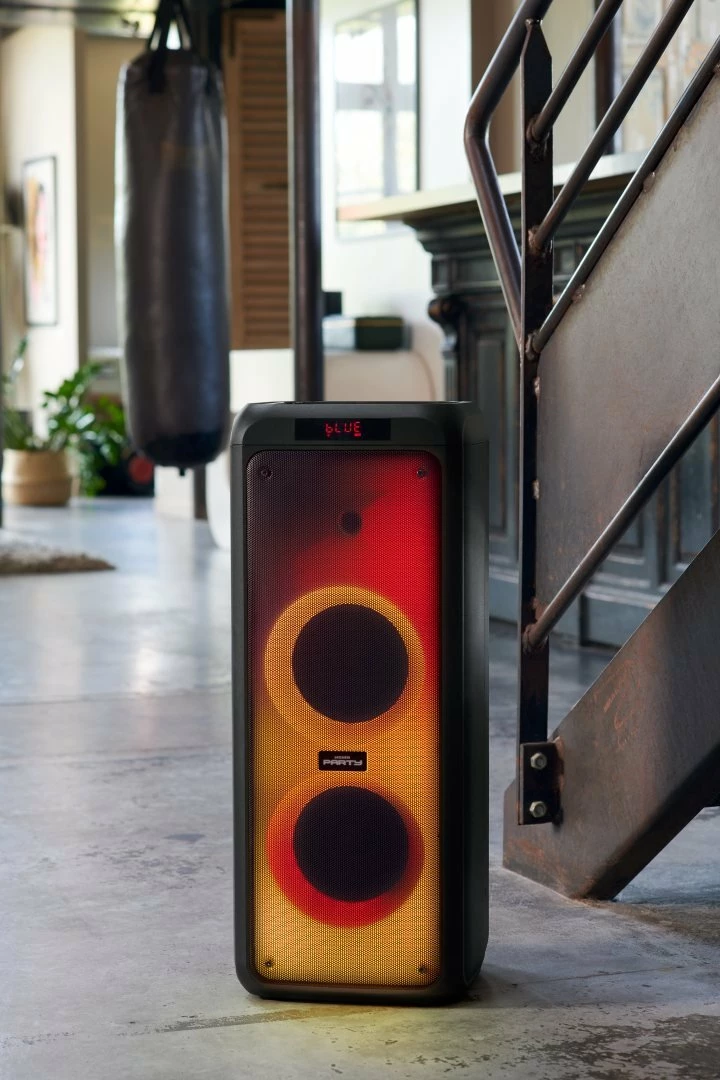 Altoparlant Bluetooth BigBen Party Tower XL Karaoke 600W me 2 mikrofonë, LED, i zi