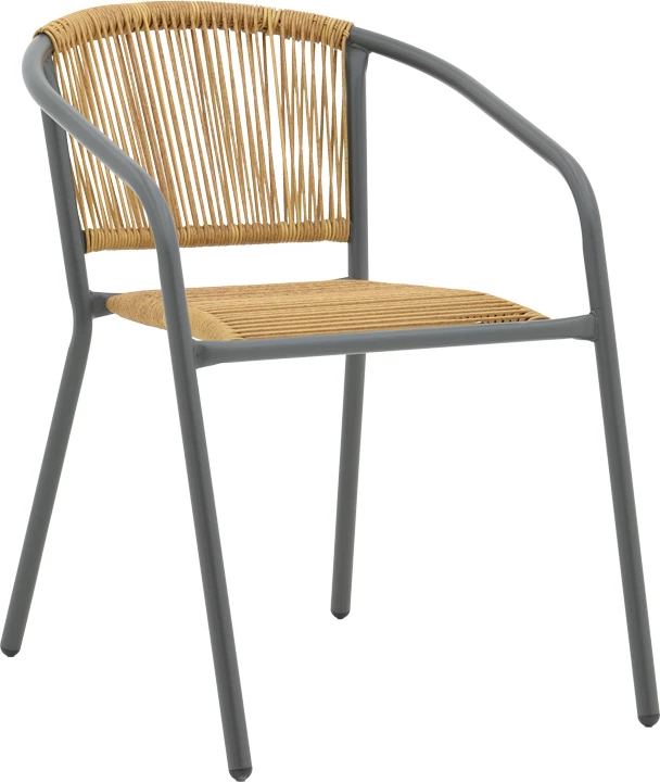 Set tavoline me karrige Ensure-Lindaria, metal, anthracit dhe pe rattan, 5 pjesë, 140x80x70cm