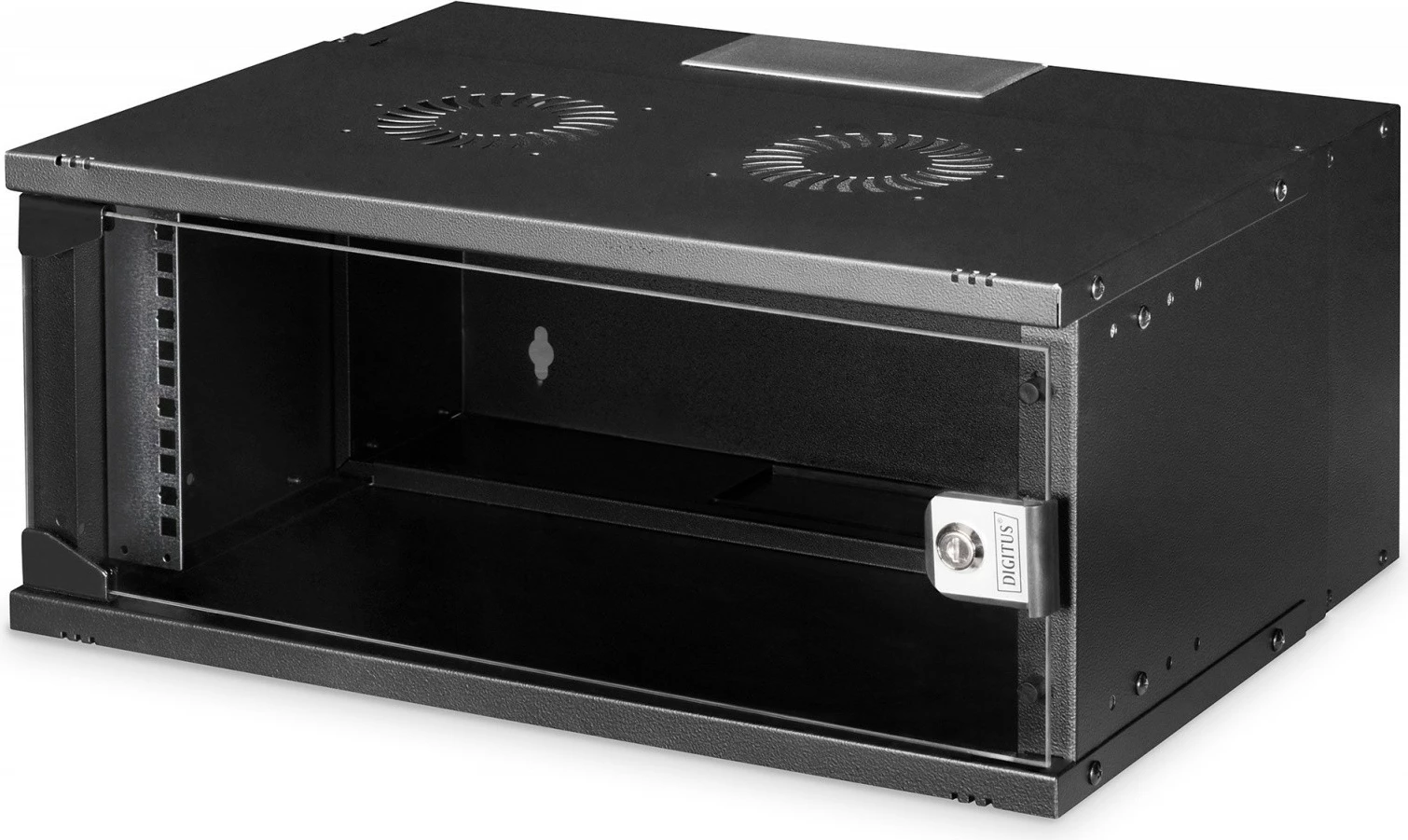 Kasë rrjeti Digitus DN-49201, 19" 4U, montim në mur, xham, e zezë