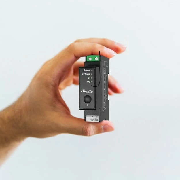 Relé elektrik Shelly Qubino Wave Pro 2PM, 2 kanale, Z-Wave, e zezë