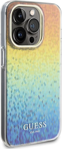 Mbështjellës Guess IML Faceted Mirror Disco Iridescent për iPhone 15 Pro, shumëngjyrësh
