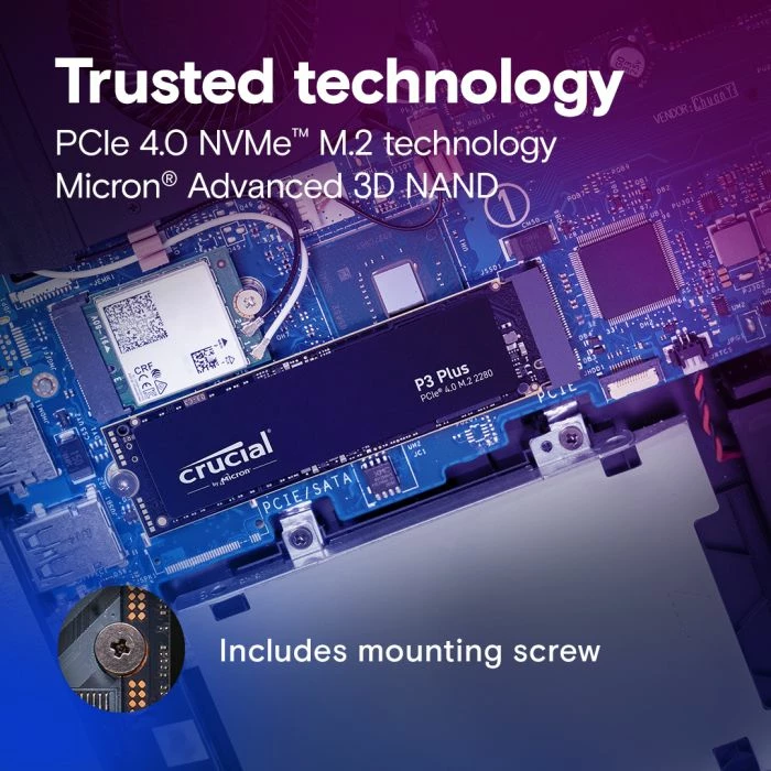 SSD Crucial P3 Plus CT2000P3PSSD8 2TB NVMe PCIe 4.0 M.2 2280, e zezë