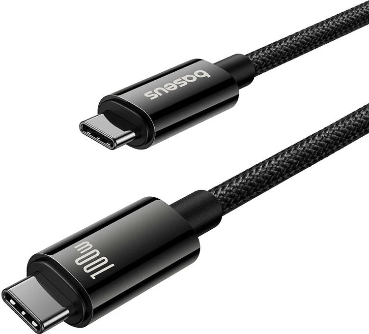 Kabllo USB-C në USB-C Baseus Tungsten Gold, 1.5m, 100W, e zezë