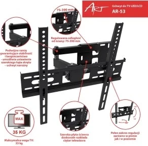Mbajtëse për televizor ART AR-53, 22-55", e zezë 
