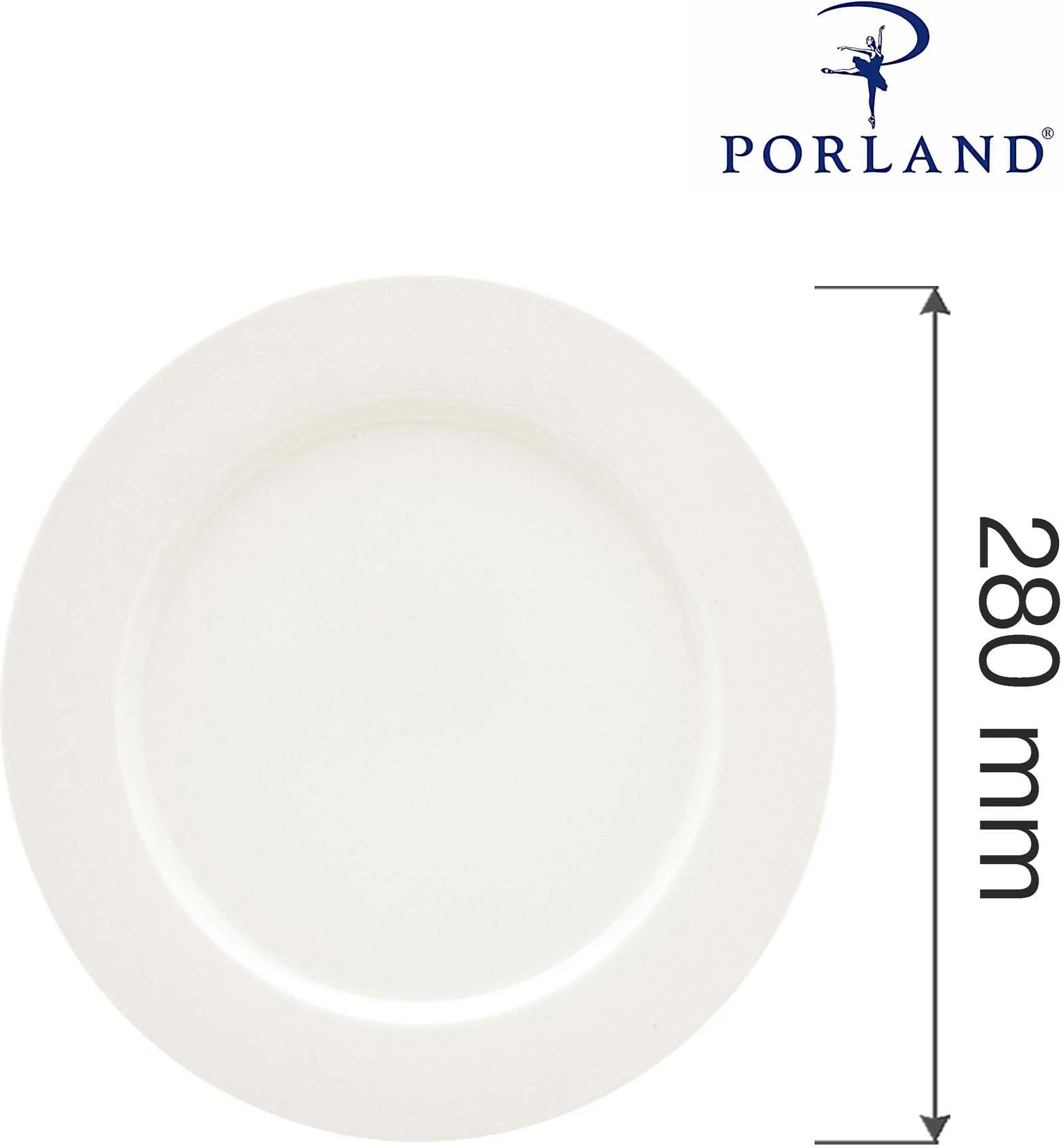 Pjatë e sheshtë Porland Dove Ø280 mm porcelan, krem, set 6 copë