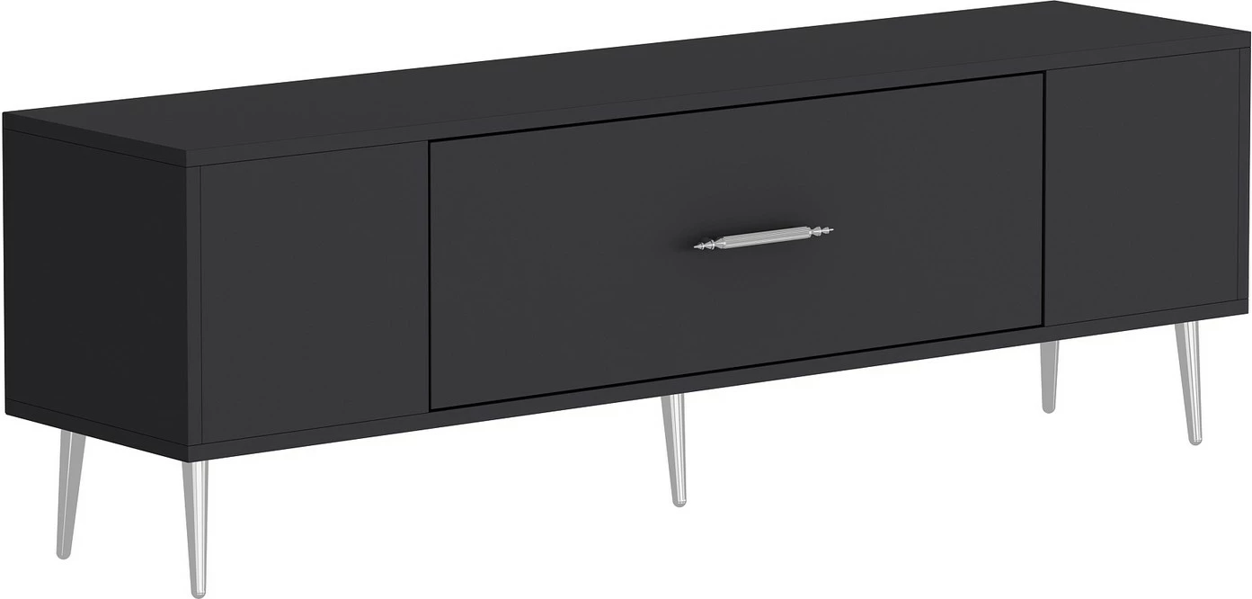 Komodë TV Skye Decor, ngjyrë antracit, argjend