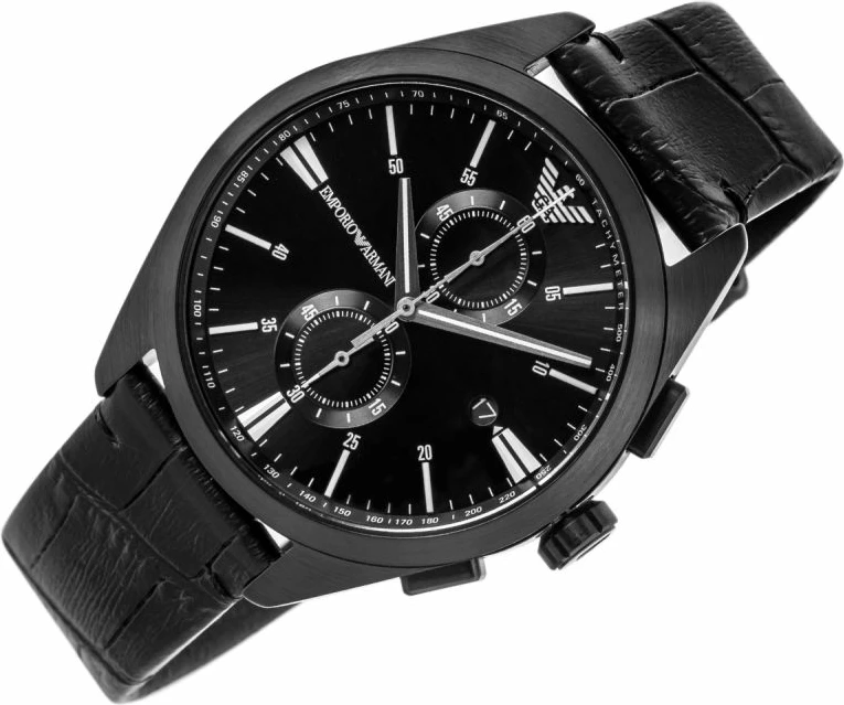 Orë dore për meshkuj Emporio Armani, e zezë