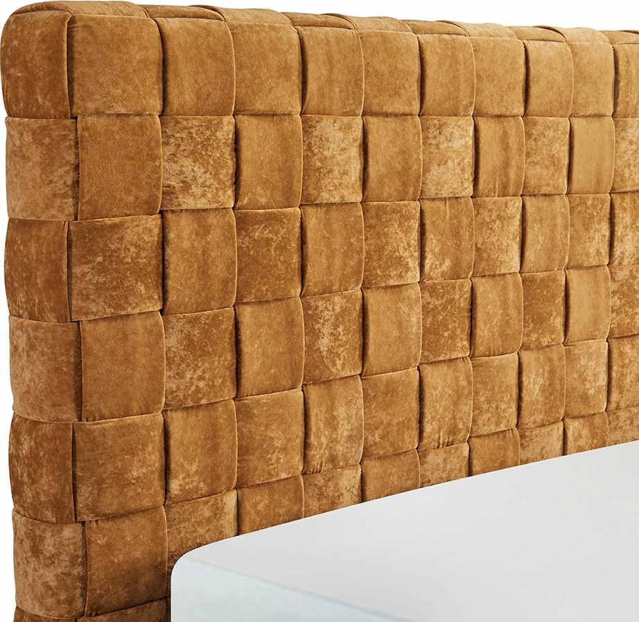 Krevat Balzak për dyshek 160x200cm, kadife ngjyrë deveje, 222x186x130