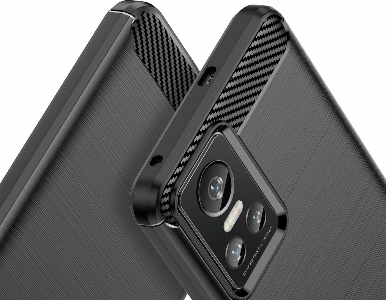 Mbështjellës Hurtel Carbon Case për Realme GT Neo 3, TPU, i zi