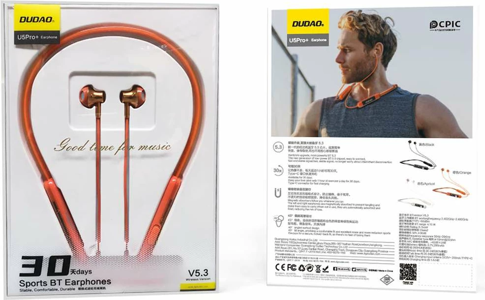 Kufje wireless Dudao U5Pro+, Bluetooth 5.3, ANC, portokalli