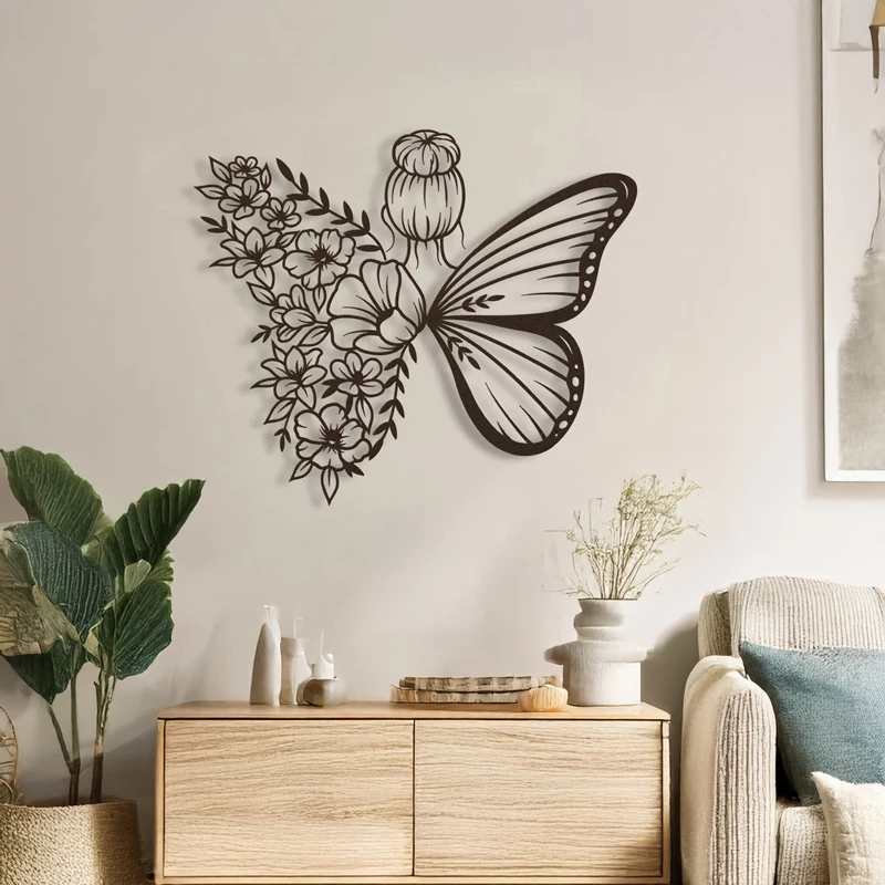 Dekor muri Terfia, metal i zi, 60x1.5x60cm