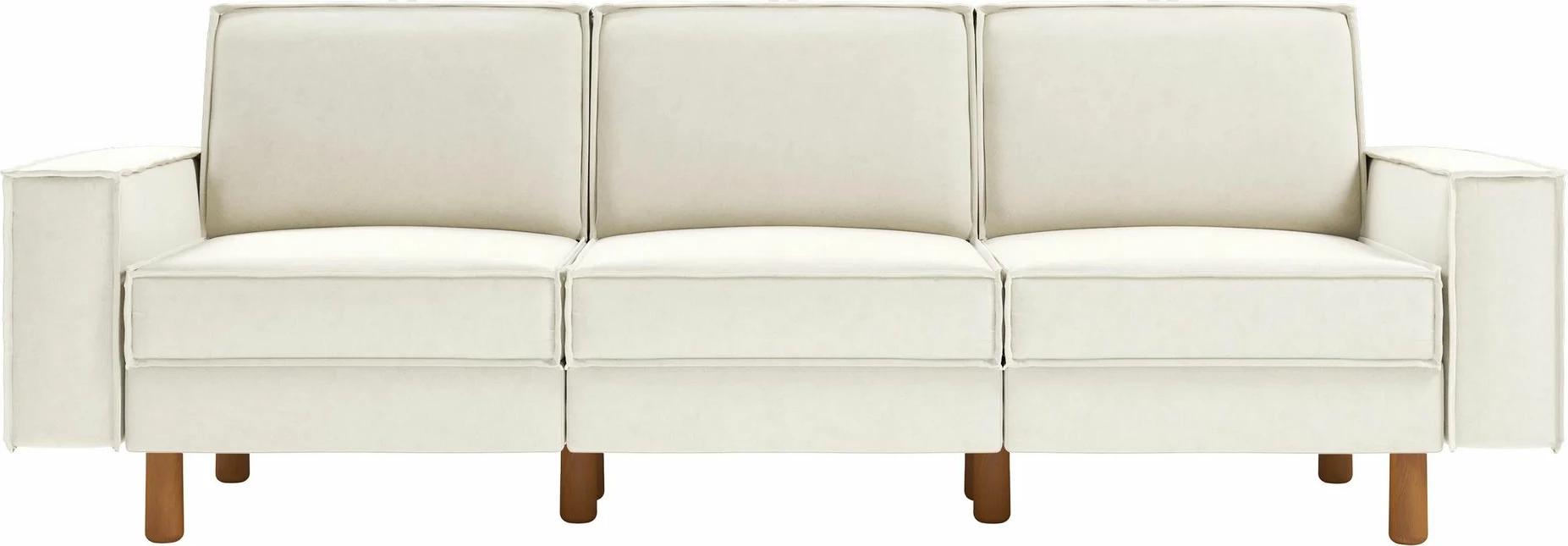 Divan treshe, Atelier del Sofa, Sparrow Extra 3, ngjyrë Milk Froth, Walnut