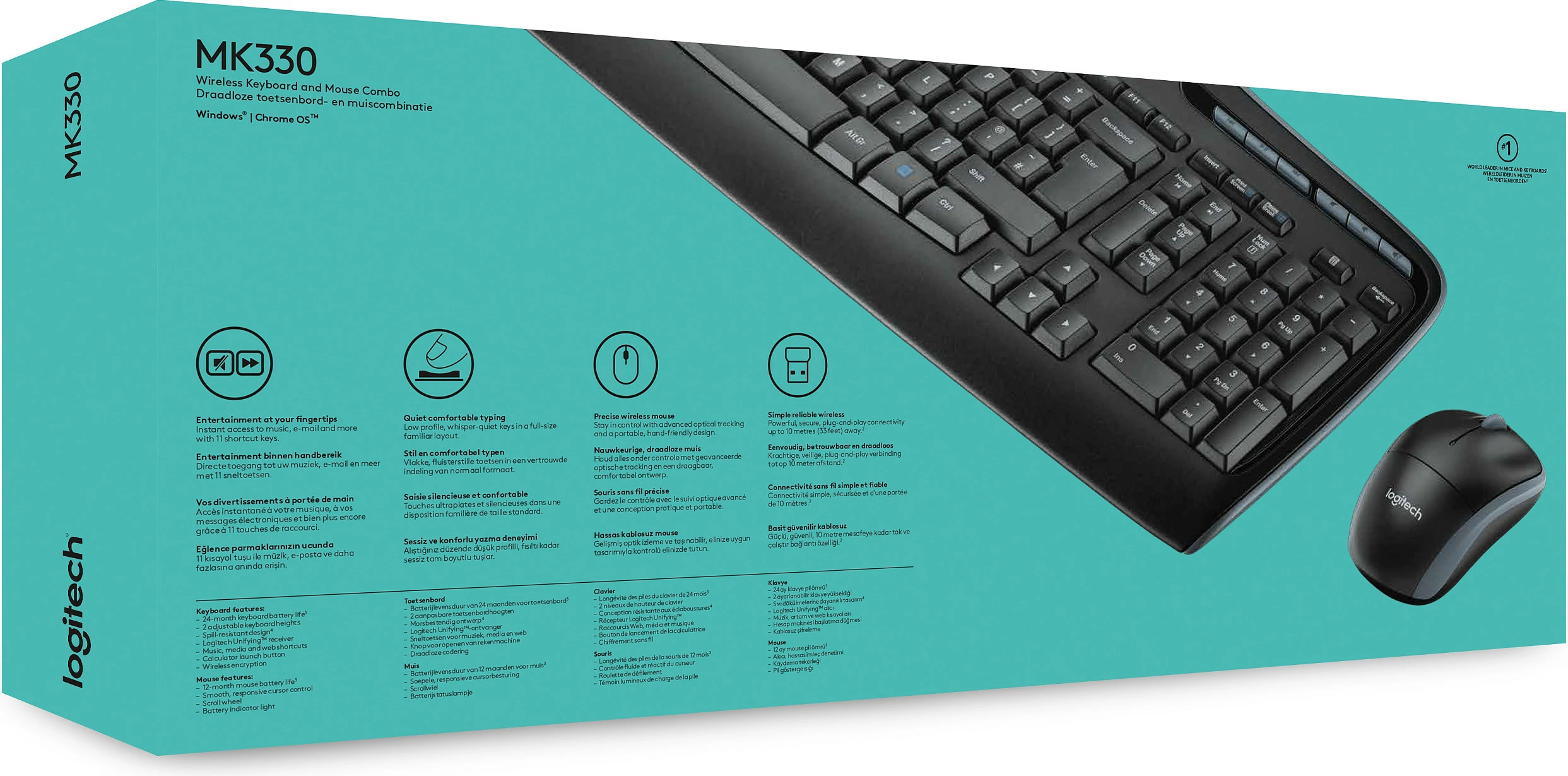 Komplet wireless Logitech MK330, QWERTY, USB, i zi