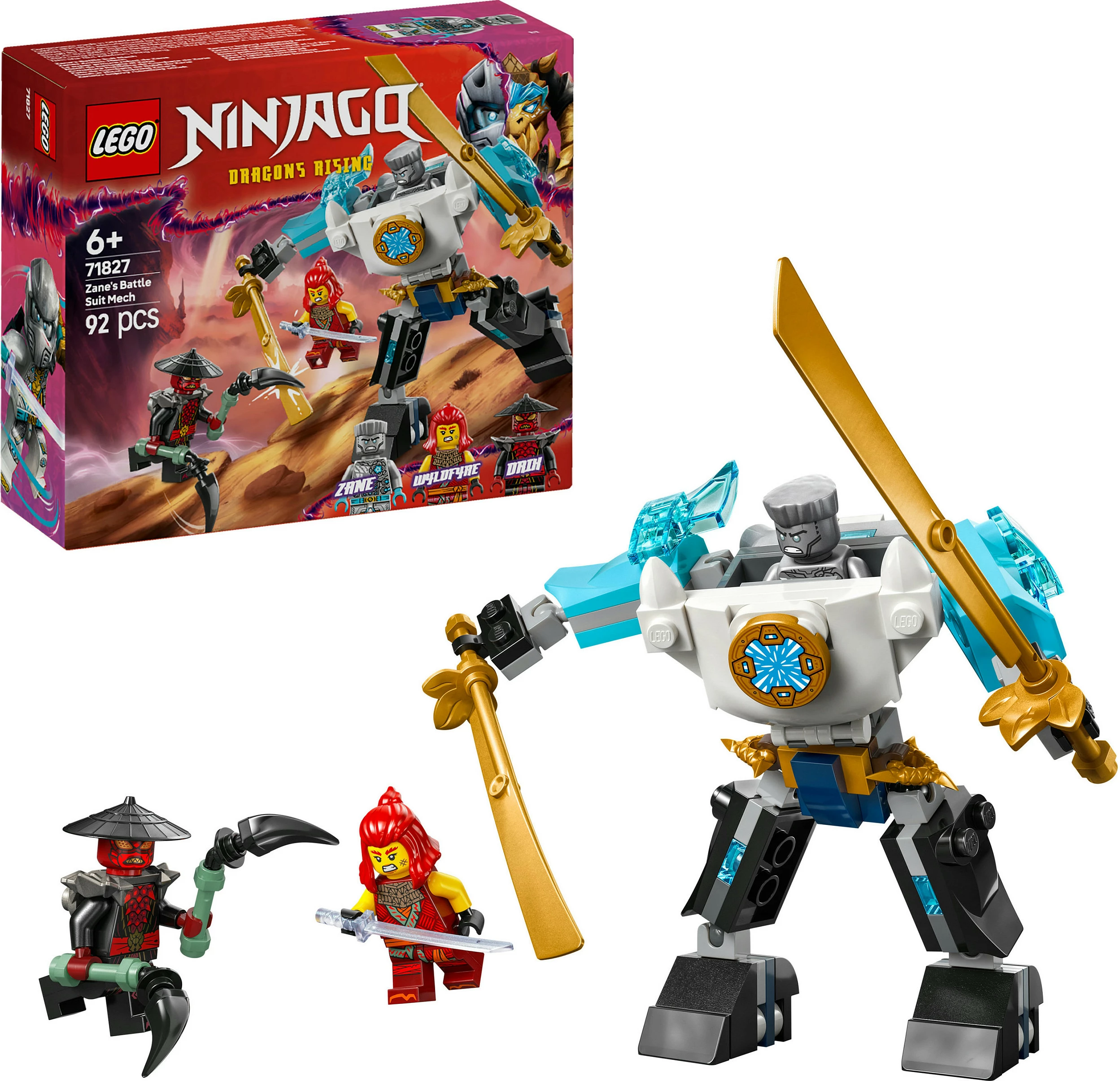 Set ndërtimi LEGO Ninjago 71827, Zane’s Battle Suit Mech, 92 pjesë, multikolor
