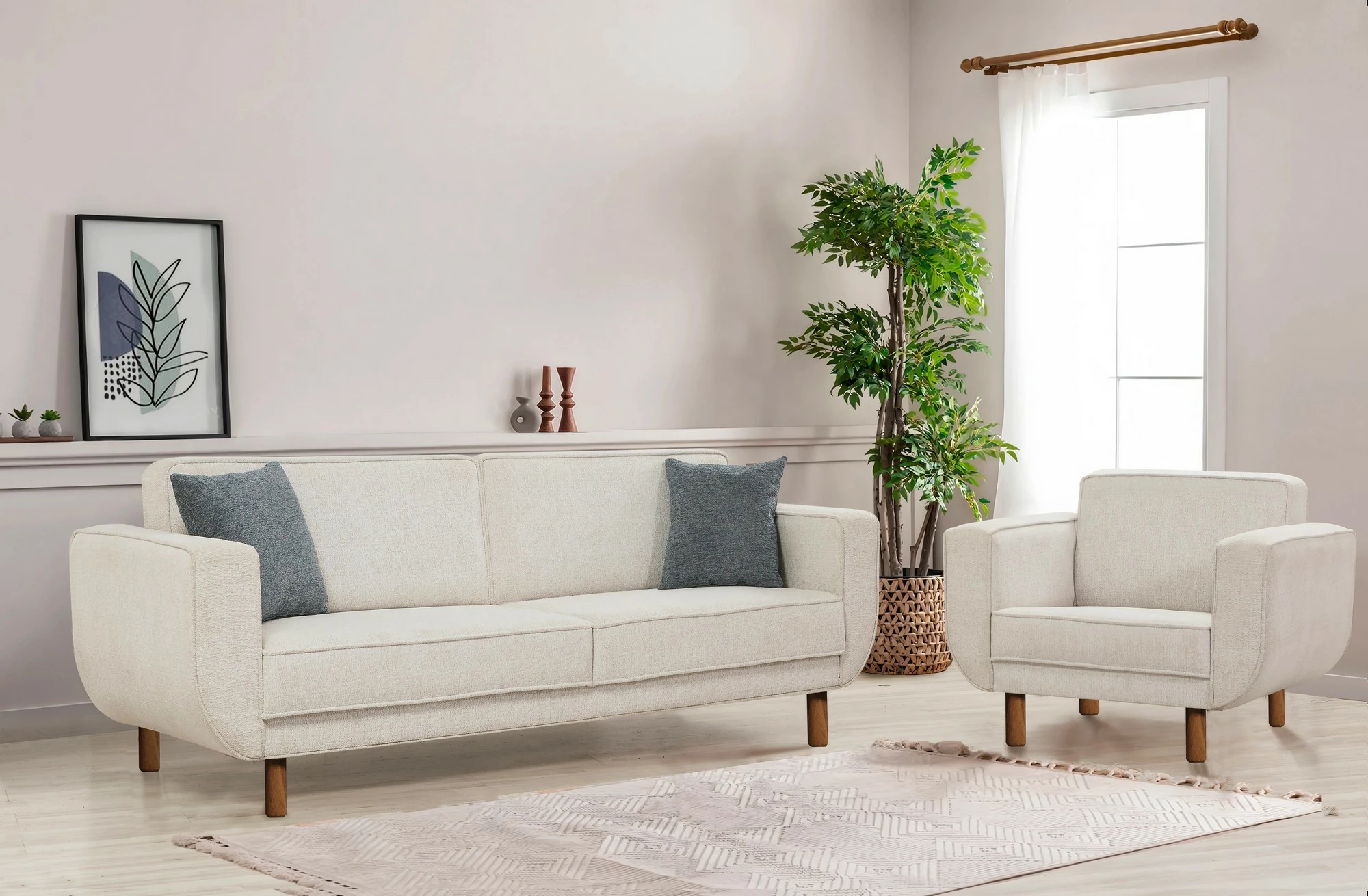 Set divan-krevat Atelier del Sofa, Lorus, arrë, krem