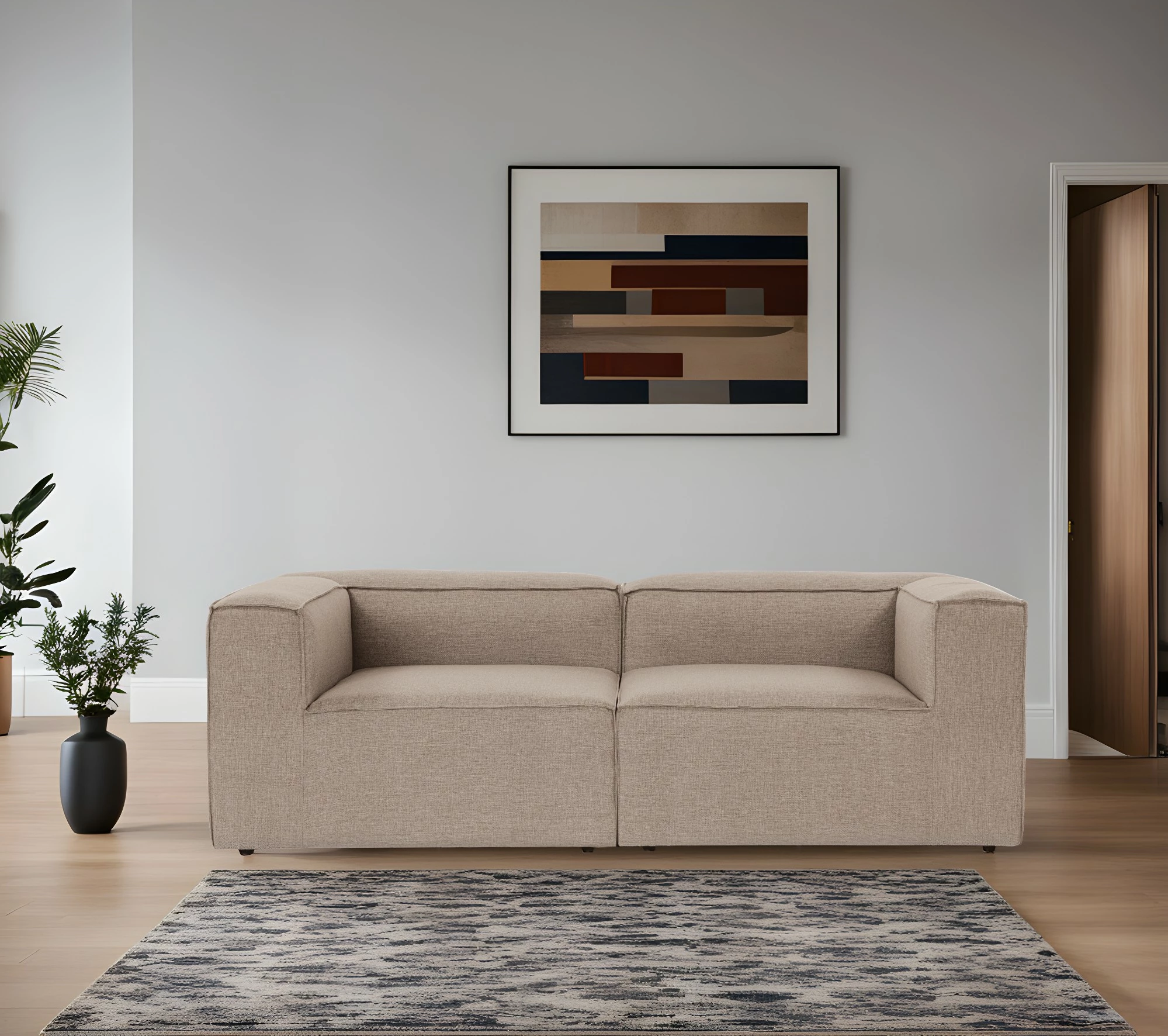 Divan dy ulëshe Atelier del Sofa, Fora, ngjyrë kafe, 2 pjesë
