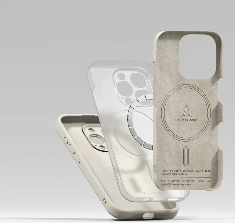 Mbështjellës Ringke Silicone MagSafe për iPhone 16 Pro, Bezhe