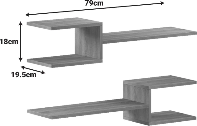 Raft muri Galler, ngjyrë sonoma, 79x19.5x18cm