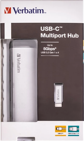 USB-C HUB Verbatim Multiport 4x USB-A USB 3.2 Gen 1, 0.15 m, gri