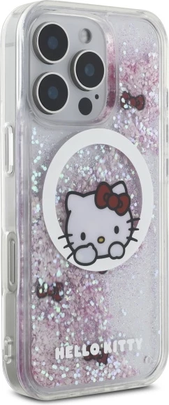 Mbështjellës Hello Kitty Liquid Glitter Sweet Kitty Bows MagSafe për iPhone 16 Pro, Bardhë