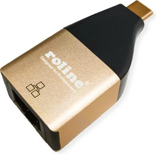 Adapter USB-C në RJ-45 ROLINE 12.02.1111, Gigabit 10/100/1000, zi/artë