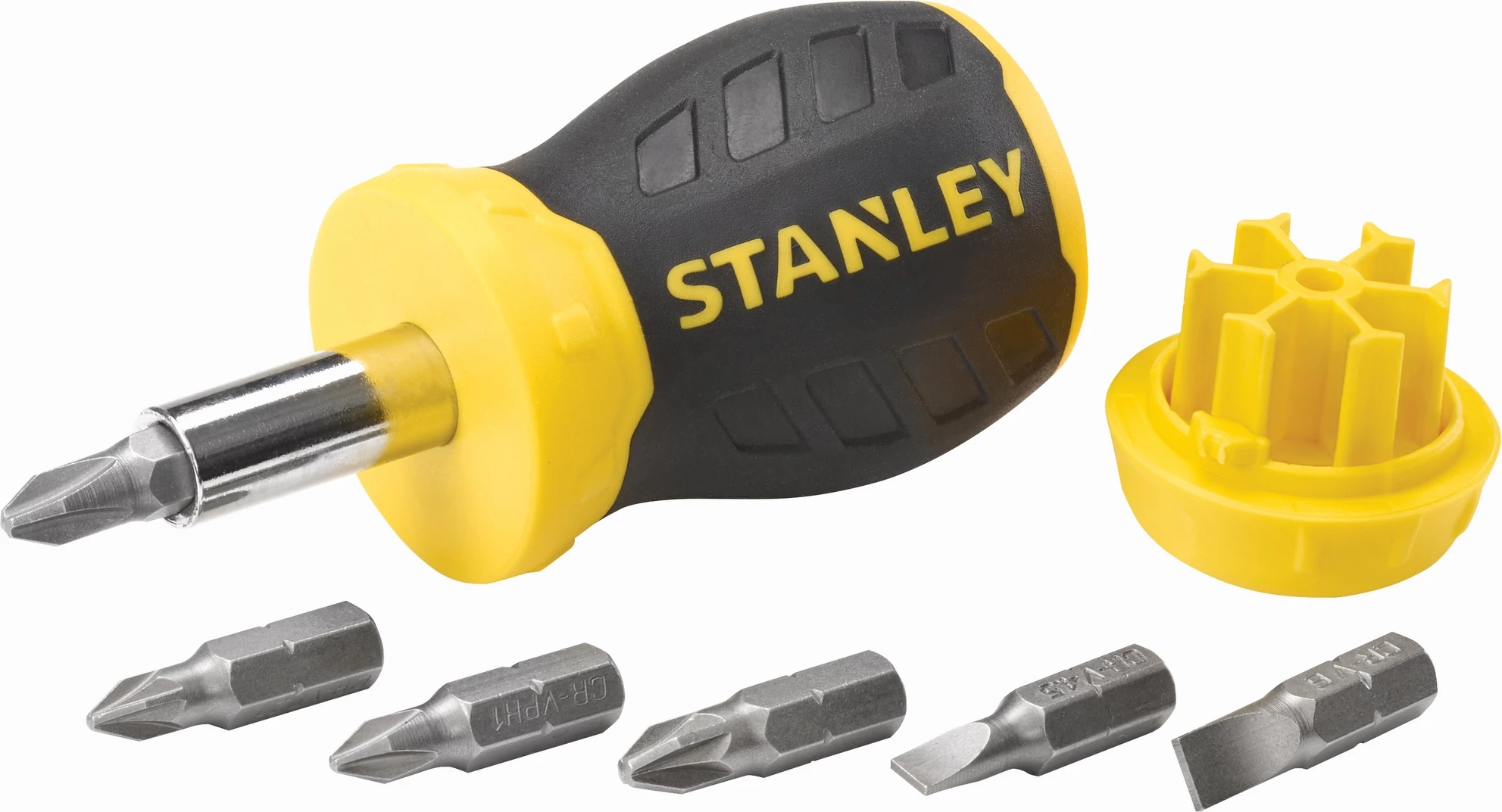Kaçavidë multibit Stanley 0-66-357, majë magnetike, me bitë të ndërrueshëm, set 7 copë, zezë/verdhe