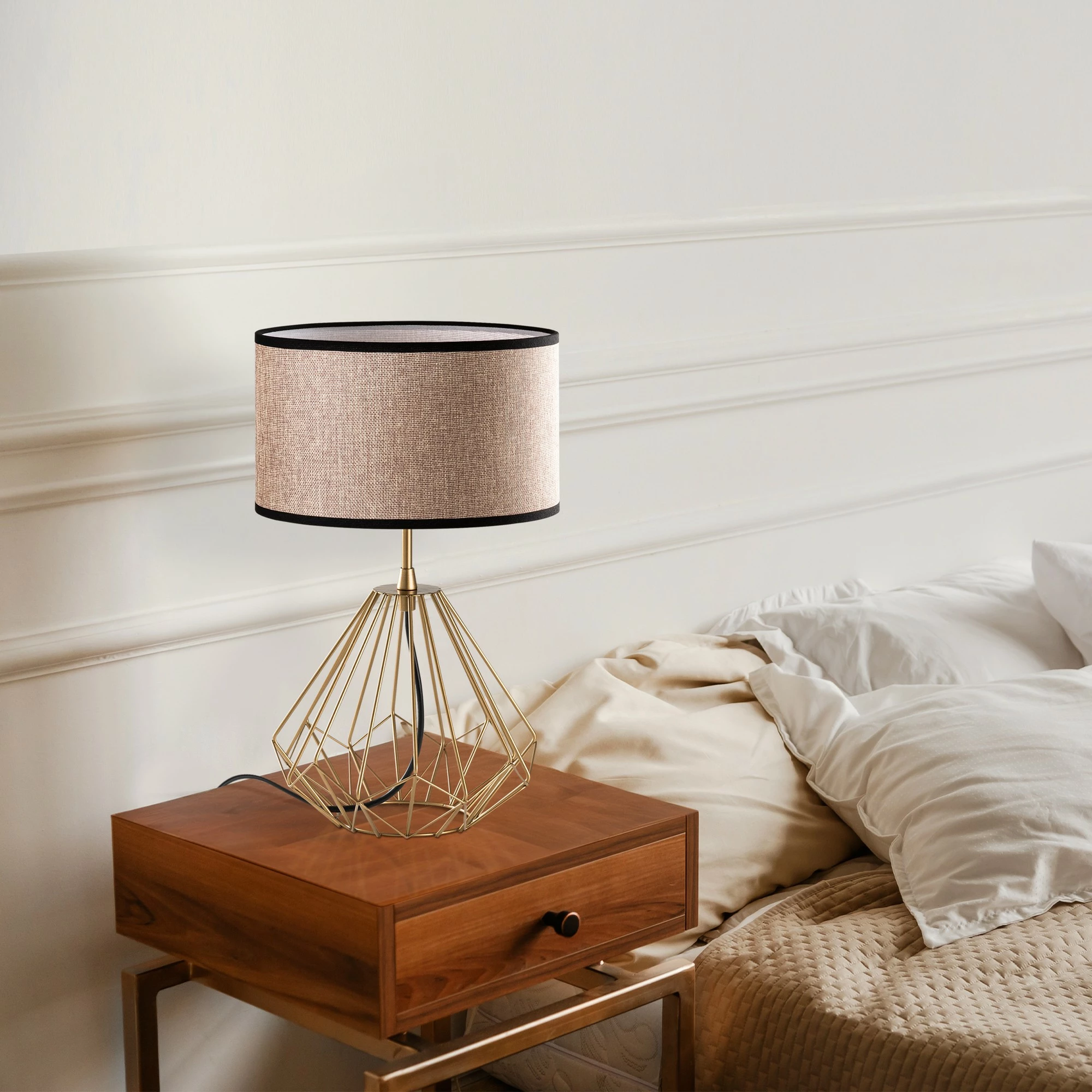 Set llamba tavoline Opviq, model Diamond, ngjyrë ari, S-712, 2 copë