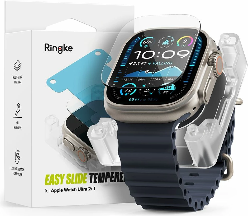 Xham i temperuar për Apple Watch Ultra 1/2 49mm Ringke Easy Slide, Transparent
