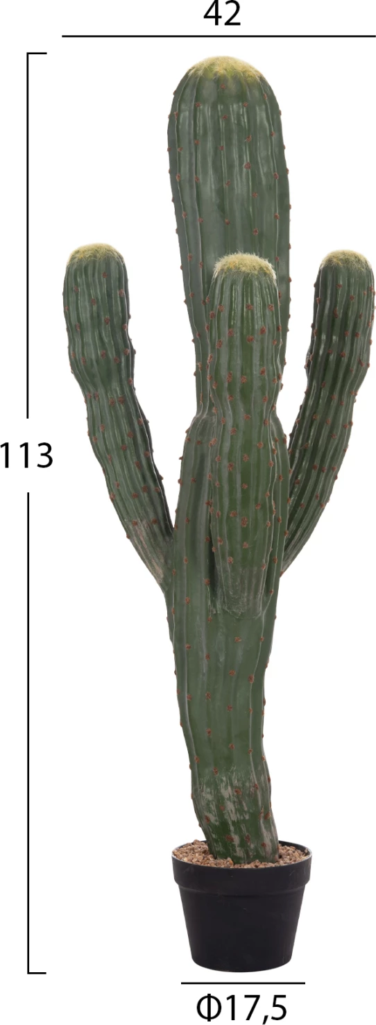 Bimë dekorative sintetike në vazo, lloj kaktusi, FH4746, 17.5x42x113cm