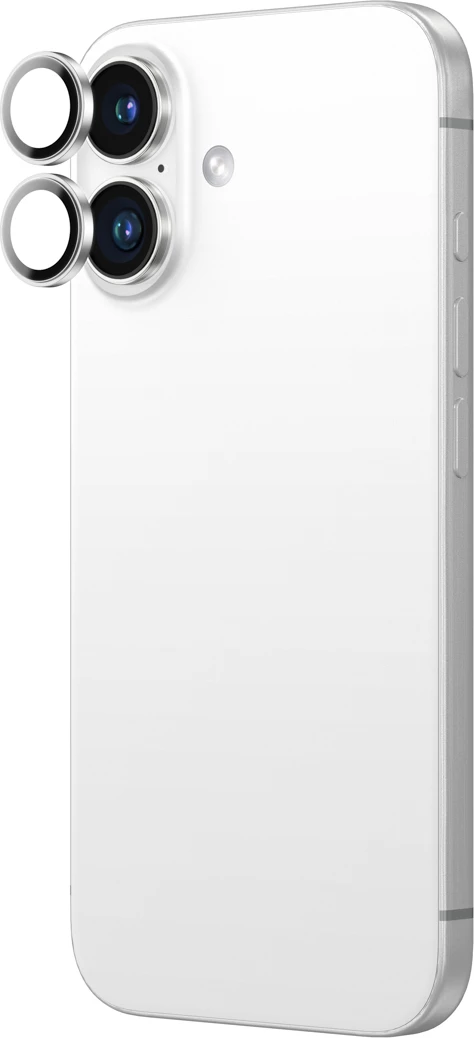 Mbështjellës kamerë AmazingThing AR Aluminum 2 Lens Glass me kornizë për iPhone 16 / 16 Plus, Bardhë