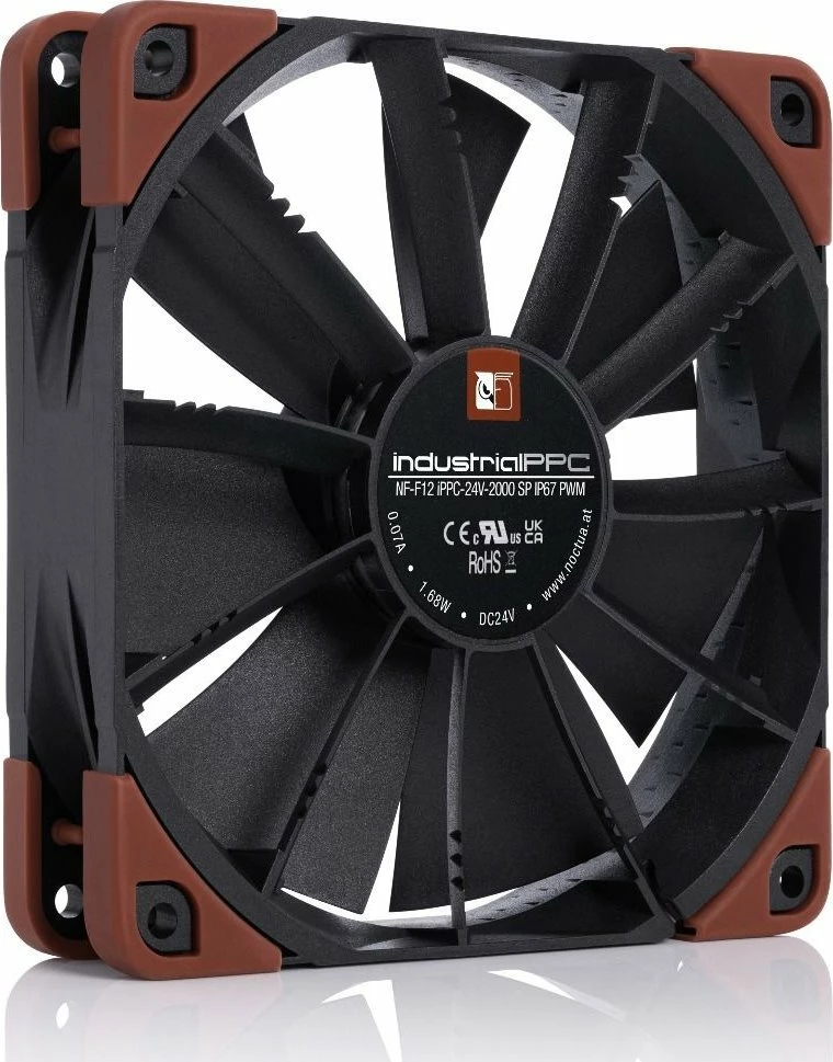 Ventilator Noctua NF-F12 industrialPPC 24V-2000 SP IP67 PWM, 120mm, zi/kafe, 1 copë