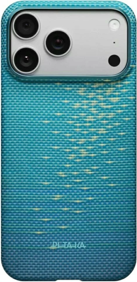 Mbështjellës Pitaka Edge për iPhone 17 Pro, ultra i hollë, fibër aramidi (Kevlar), MagSafe, PitaTap, Lucid Blue 5