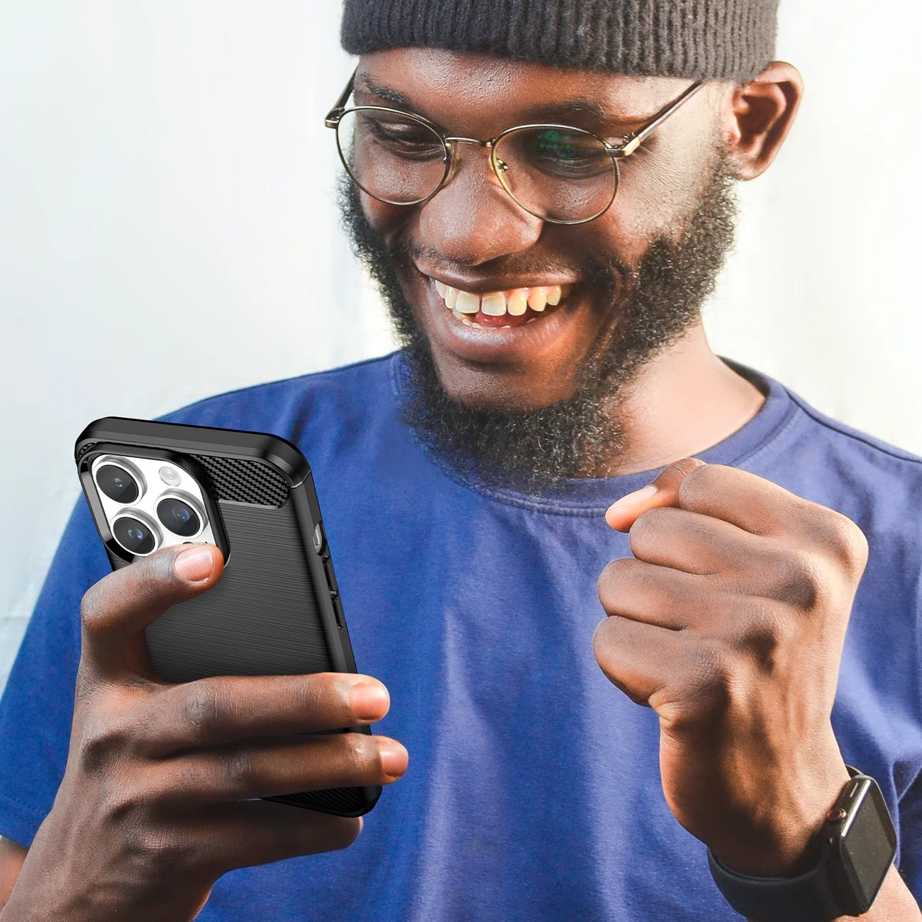 Mbështjellës Hurtel Carbon Case për iPhone 14 Pro, TPU, i zi